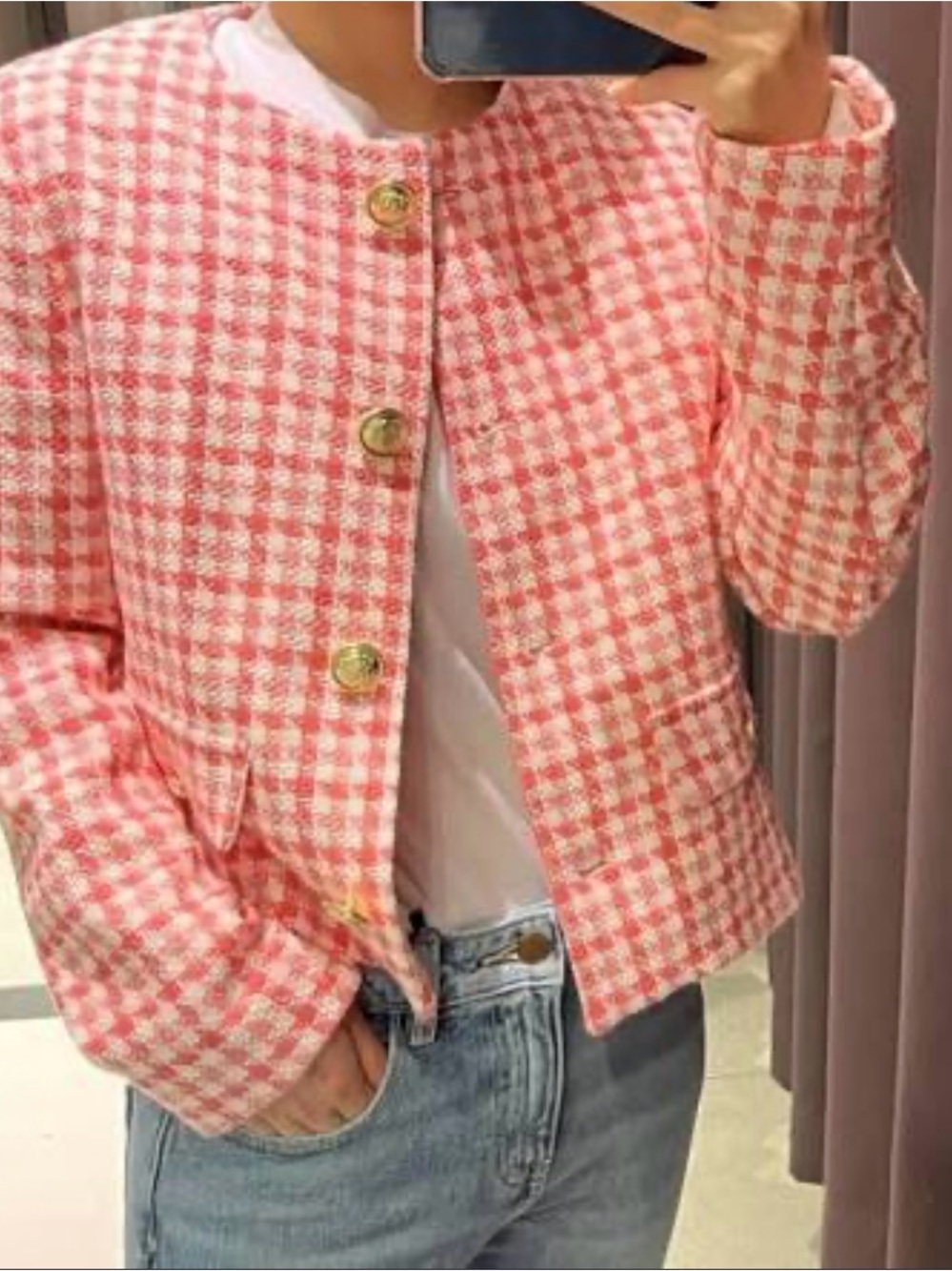 Zara Textured Houndstooth Blazer NWT